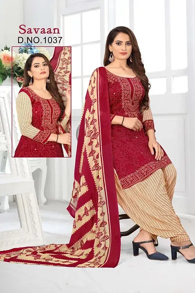 Elegant Crepe Dress Material with Dupatta For Women