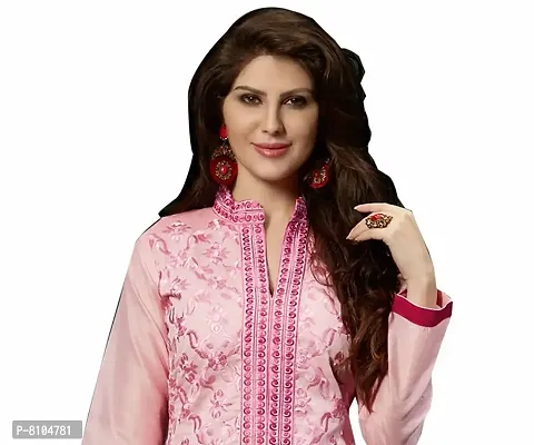 DnVeens Women Chanderi Embroidery Unstitched Salwar Kameez Dress Material (SAHIDA09, Pink, Unstitched)-thumb3