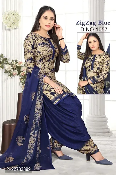 Elegant Multicoloured Crepe  Dress Material with Dupatta For Women