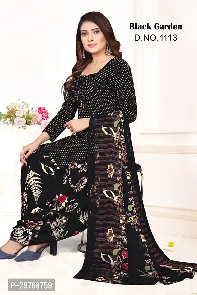 Elegant Crepe Dress Material with Dupatta For Women-thumb0