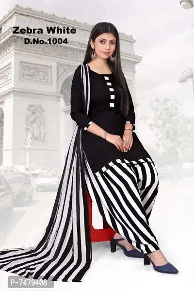 Fancy Crepe Printed Unstitched Dress Material With Dupatta For Women