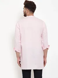 Men Cotton Blend Stylish Trail Kurta (Pink)-thumb1