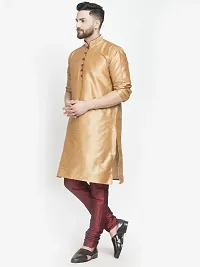 Dupion Silk Regular Fit Kurta Pajama Set for Men (Copper and Maroon)-thumb2