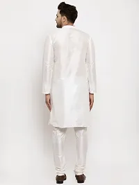 Dupion Silk Regular Fit Kurta Pajama Set for Men (White)-thumb1
