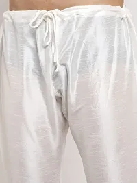 Dupion Silk Regular Fit Kurta Pajama Set for Men (White)-thumb3
