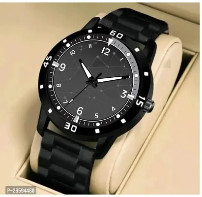 Stylish Black PU Analog Watches For Men-thumb0