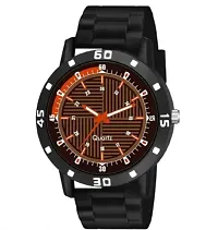 Stylish Black PU Analog Watch For Men-thumb1