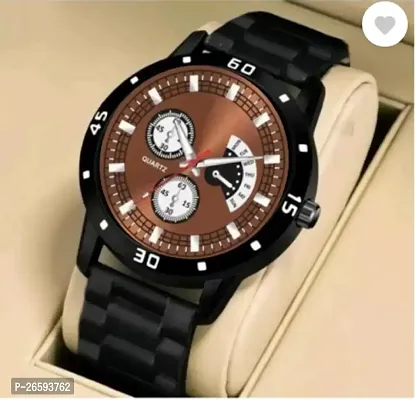 Stylish Brown PU Analog Watches For Men-thumb0