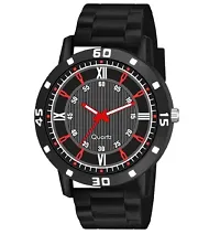 Stylish Black PU Analog Watch For Men-thumb1