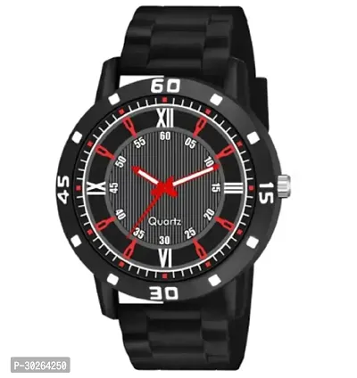 Stylish Black PU Analog Watch For Men-thumb2