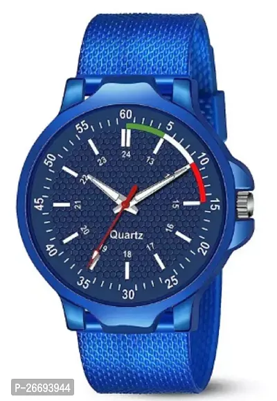 Stylish PU Blue Analog Watch For Men-thumb0