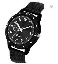 Stylish Black PU Analog Couple Watches For Men And Women, Pack Of 2-thumb1