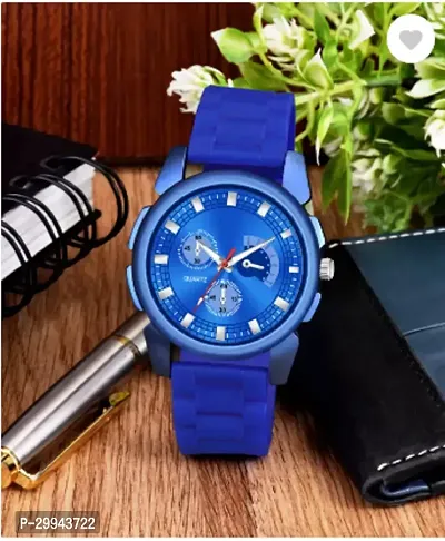 Stylish Blue PU Analog For Men-thumb2