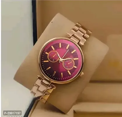 Stylish Golden Metal Analog Watches For Women-thumb0