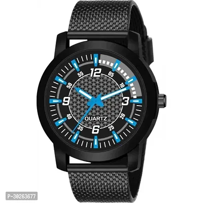 Stylish Black Pu Analog Watch For Men-thumb0