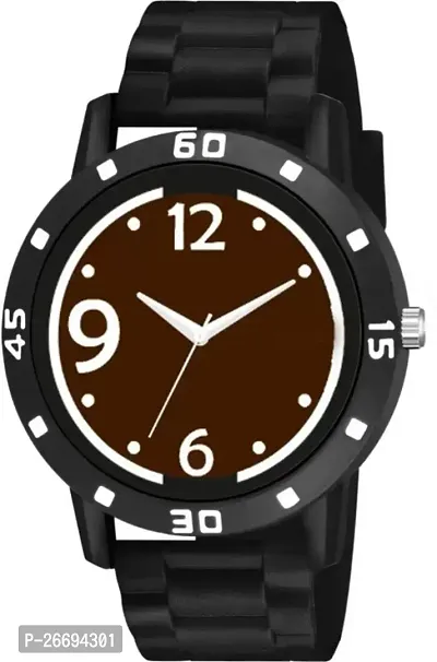 Stylish PU Brown Analog Watch For Men-thumb2