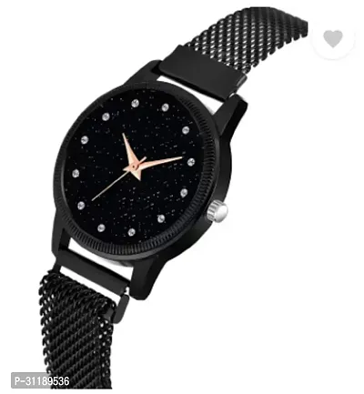 Designer Fashion Wrist Analog Watch - For Girls New Fashion 12 Dimuons Black Dial Black Magnet Strap For Girl-thumb2