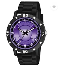 Stylish Purple PU Analog Watches For Men-thumb1