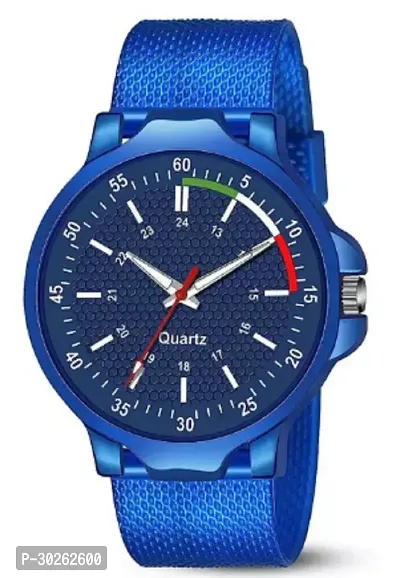 Stylish Blue PU Analog Watch For Men-thumb0