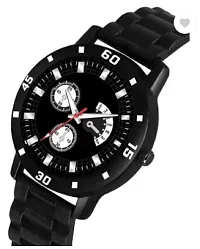 Stylish Black PU Analog Watch For Men-thumb2