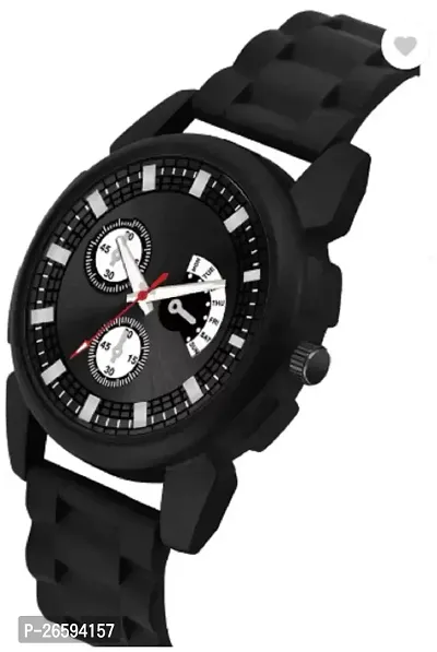 Stylish Black PU Analog Watches For Men-thumb2