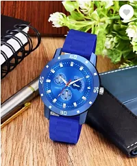 Stylish Blue PU Analog For Men-thumb1