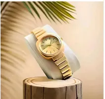 Stylish Golden Metal Analog Watches For Women-thumb1