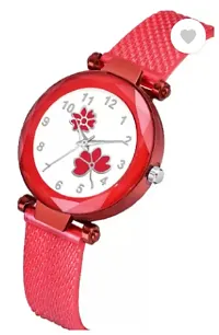 Stylish Red PU Analog Watches For Women-thumb2