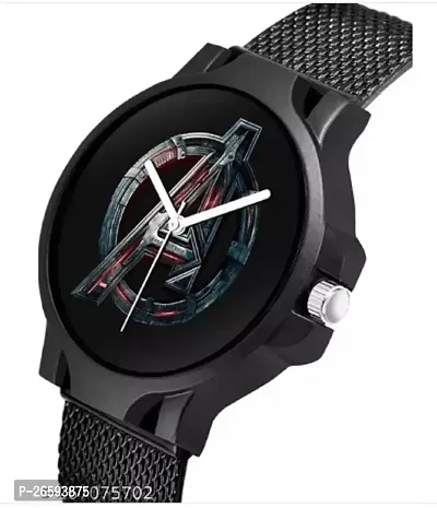 Stylish Black PU Analog Watches For Men-thumb3