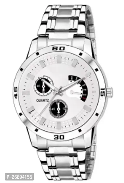 Stylish Metal White Analog Watch For Men-thumb0