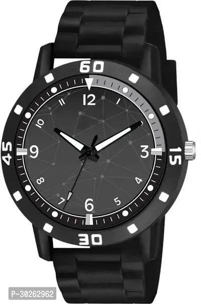 Stylish Black PU Analog Watch For Men-thumb2