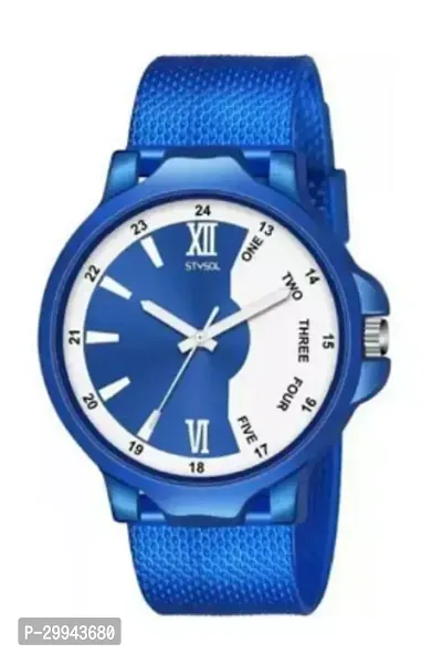 Stylish Blue PU Analog For Men-thumb0