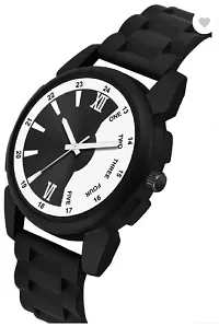 Stylish Black PU Analog Watch For Men-thumb2