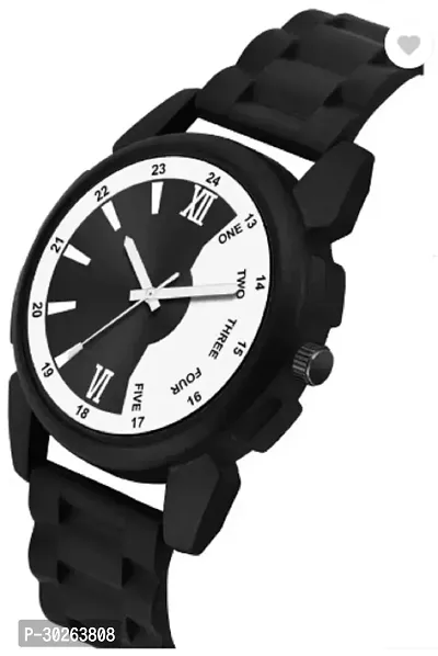 Stylish Black PU Analog Watch For Men-thumb3