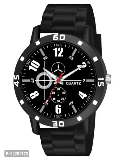 Stylish Black PU Analog Watch For Men-thumb2