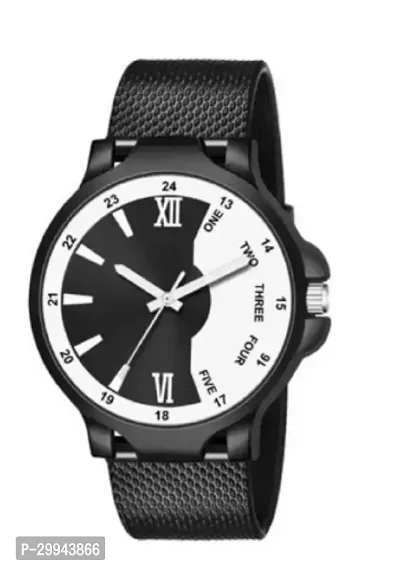 Stylish Black PU Analog For Men-thumb0