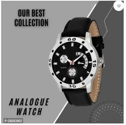 Stylish Genuine Leather Black Analog Watch For Men-thumb3