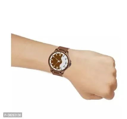 Stylish Brown PU Analog Watch For Men-thumb4