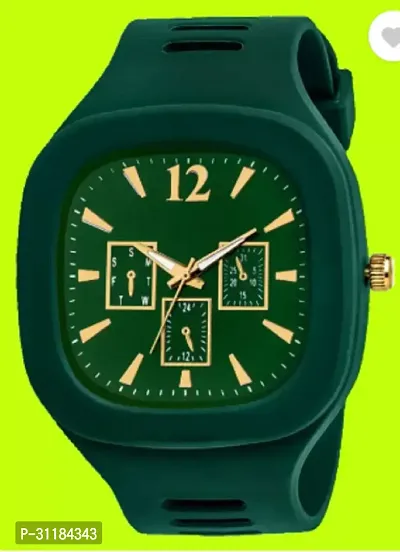 Stylish Green PU Analog Watch For Men-thumb0