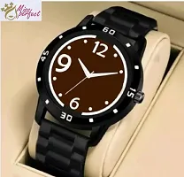 Stylish Black PU Analog Watch For Men-thumb2