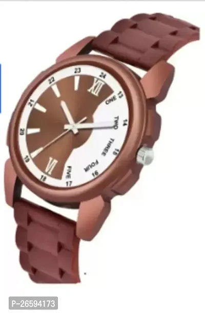 Stylish Brown PU Analog Watches For Men-thumb2