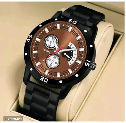 Stylish Brown PU Analog Watches For Men-thumb0