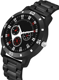 Stylish PU Black Analog Watch For Men-thumb2