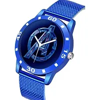 Stylish Blue Pu Analog Watch For Men-thumb1