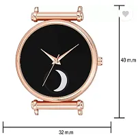 Analog Watch - For Girls Black Color Chand Dial Black Magnet Watch-thumb3