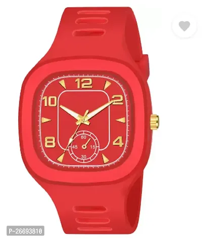 Stylish PU Red Analog Watch For Men-thumb0