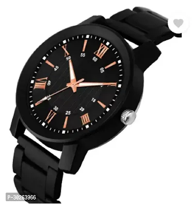 Stylish Black PU Analog Watch For Men-thumb0