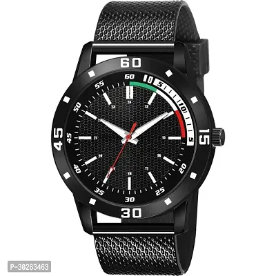 Stylish Black Pu Analog Watch For Men-thumb0