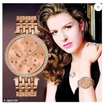 Stylish Golden Metal Analog Watches For Women-thumb0