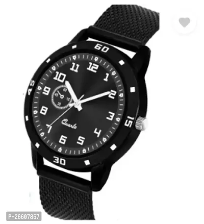 Stylish Black PU Analog Couple Watches For Men And Women, Pack Of 2-thumb2